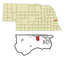 Sarpy County Nebraska Incorporated and Unincorporated areas Papillion Highlighted